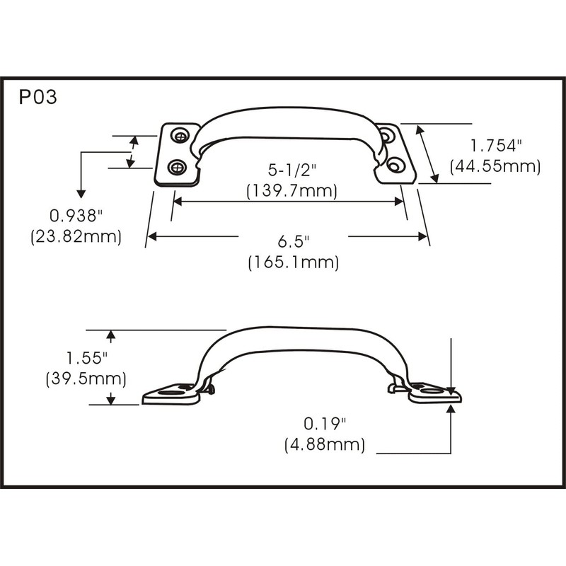 QCAA Door Pull, 6-1/2", Steel, Black Coated, 2 Pack, Made