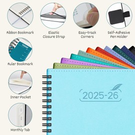 BEZEND A5 Diary 2025-2026 Week to View Academic Year 18 Month runs Jul'25 - Dec'26, Vertical Weekly Planner with Hourly Time Slots, Monthly Tabs & Ruler Bookmark, PU Leather Softcover, Lavender