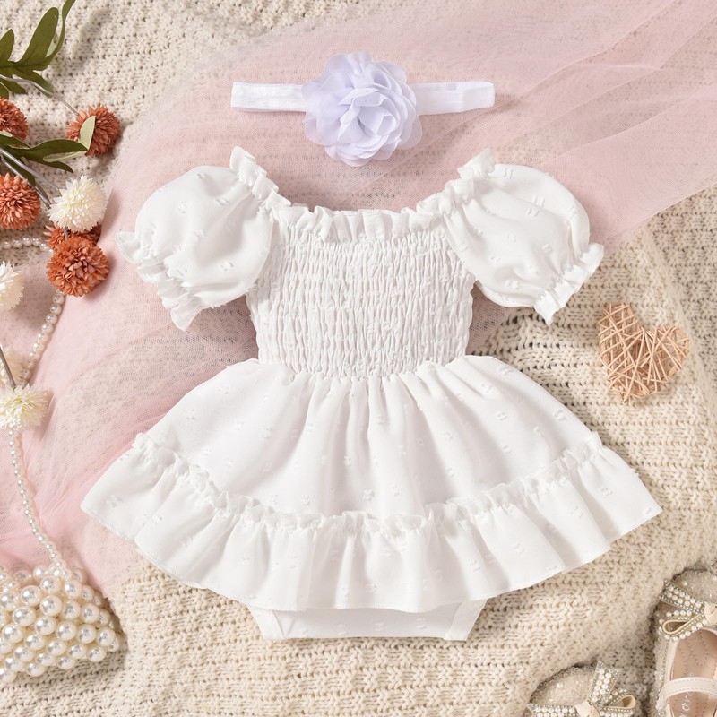 12-18 Months Infant Baby Girls Smocked Dress Summer Clothes Lace