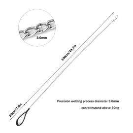 Dacitiery Metal Dog Leash, Chew Proof 4FT/1.2M Dog Chain Leash, Heavy Duty Anti-Bite Dog Lead Pet Leash with Nylon Soft Padded Handle for Small Medium Large Dogs (3MM)