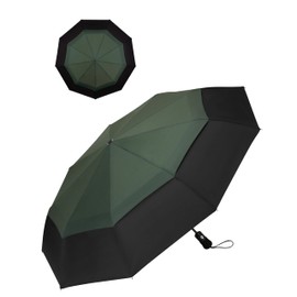 Chakipee Automatic Folding Umbrellas for Rain - Compact Travel Umbrella Windproof Strong, 9 Ribs Green Portable Umbrella for Men and Women - Double Vented Canopy 210T Fabric 102cm Span