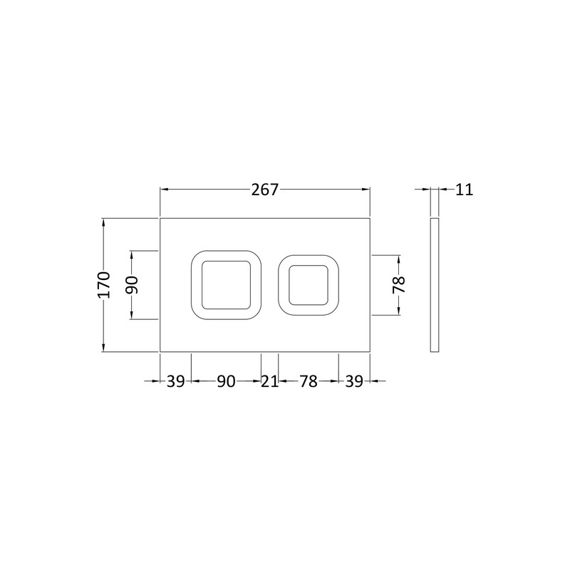 nuie XTY009PS8 Bathroom Accessories Modern Dual Flush Plate with Square