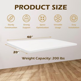 koretech Laundry Folding Table, 40'' x 20'' Wooden Wall Mount Desk, Laundry Table for Folding Clothes, White, 40'' Length