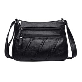 Crossbody Bags for Women Waterproof Shoulder Bag Messenger Bag Casual PU Leather Ladies Purse Handbag Cross Body Hand Bag Black