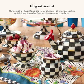 MACKENZIE-CHILDS Cotton Dish Towel, Cute Decorative Kitchen Dish Towel for Cleaning and Home Decor, Set of 1, Flower Market