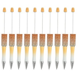 PATIKIL Diamond Beadable Pens, 10 Pcs Gradient Plastic Black Ink Bead Pen Creative DIY Ballpoint Pens for Teacher Office DIY Crafts Party Decorations Handmade Supplies, Orange/White