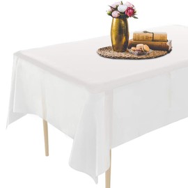 mantel desechables para fiesta juego de 6 blancos,mesa mantel para mesas,mantel desechable para mesa rectangular eventos y mesas de comedor rectangulares para el hogar (blanco, rectángulo 137*183 cm)