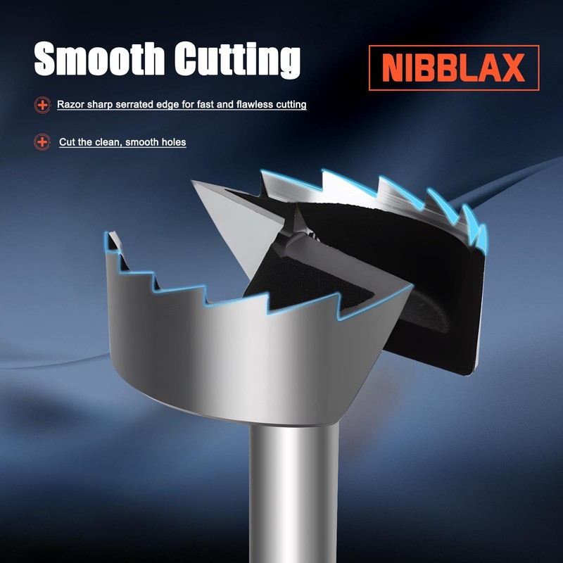 NIBBLAX 2-5/8" Forstner Bit for Wood, 2-5/8 Inch (Dia.) Wood