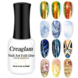 Creaglam Nail Foil Glue Gel: Nail Art Foil for Foil Stickers Nail Glue Foil Transfer Gel - 15ML Transfer Glue Nail Art Manicure DIY Enthusiasts - Required LED Lamp Soak Off