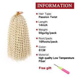 Xtrend 8 Packs Passion Twist Hair 14 Inch Water Wave Crochet Hair For Black Women Passion Twist Crochet Hair Synthetic Braiding Hair Extensions(16Strands/Pack,613#)