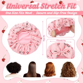 Cherry Shower Cap for Women Terry Lined Shower Cap