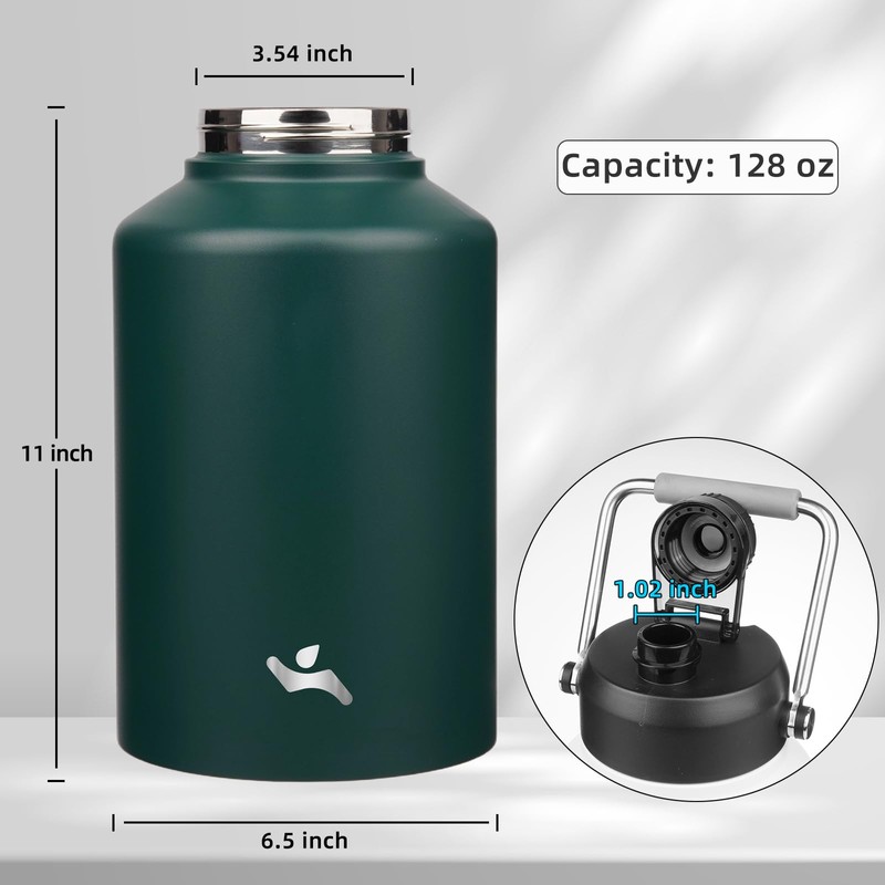 Konokyo 1 Gallon Jug with Handle,128 oz Insulated Water Bottle