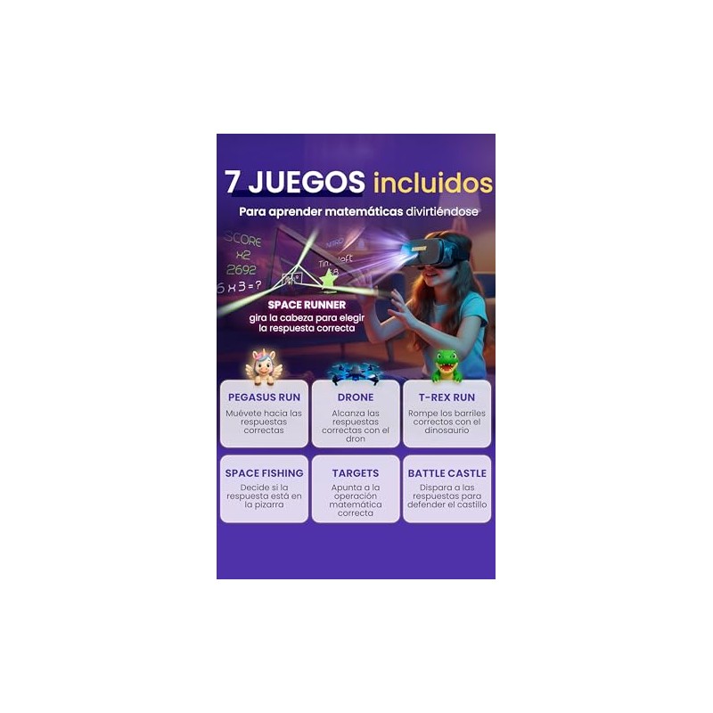 Heromask Gafas VR Niños 5-12 Años · Juego Matemáticas en