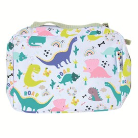 tiddlers & nippers | Kids Travel Wash Bag | Hanging Toiletry Bag & Organiser | Lightweight, Compact & Expandable | Zipped Storage Compartment, Carry Handle & Hanging Hook (Dinky Dinos)