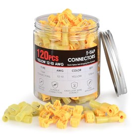 Nilight 120 pares/60 pares de terminales de cable de desconexión rápida de empalme, conectores de cable de pala de llave en T, amarillo, 12-10 AWG macho hembra totalmente aislado, kit de crimpado
