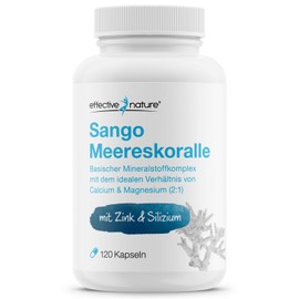 effective nature - Sango sea coral + zinc and silicon - 120 vegan capsules - with calcium and magnesium in the ideal ratio - high dose and without additives
