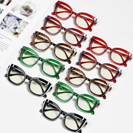 CessBlu 10 Pack Colorful Blue Light Blocking Glasses for Women Spring Hinges Computer Eyeglasses without Magnification