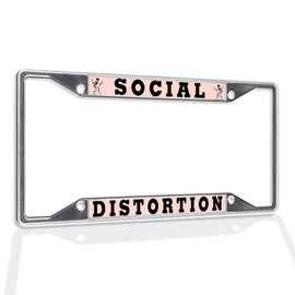 Fastasticdeals Metal Insert License Plate Frame Social Distortion Weatherproof Car Accessories Chrome 4 Holes Solid Insert
