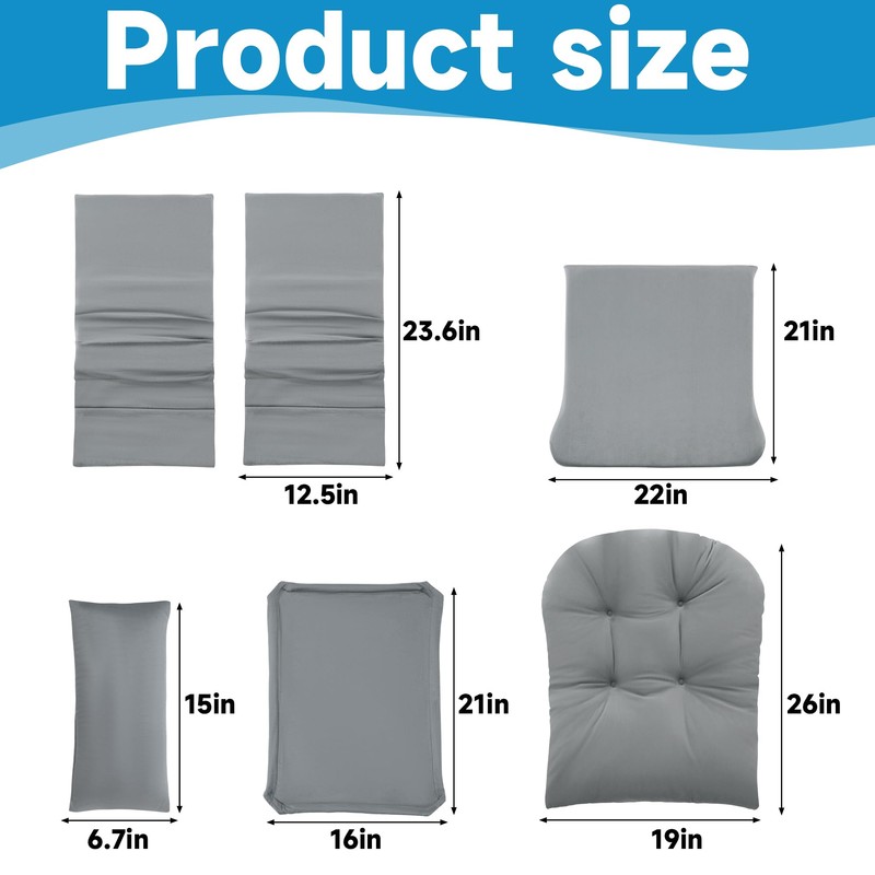 MABOZOO 6 PCS Glider Rocker Replacement Cushions with Storage Side