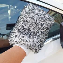 KLOPINXINGH 2 Pcs Microfiber Car Wash Mitt Cleaning Gloves Soft Absorbent and Scratch Free Cleaning Gloves Professional Scratch Free Polishing Cleaning Mitts for Auto Motorcycle (Black)