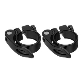 sourcing map 2pcs Bike Seat Post Clamp 31.8mm Bicycle Clamp Aluminum Alloy Quick Release Seat Post Collar for Diameter 27.2 to 28.6mm Bicycle Mountain Road Bike Tube, Black