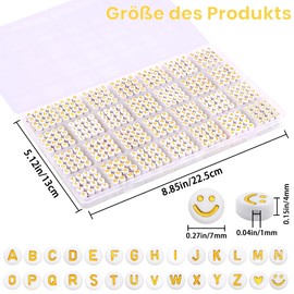 DIYDEC 1400 Pieces Golden Alphabet Beads, 7 mm Acrylic Round Letter Beads Set Hearts Spacer Beads for Jewellery Making DIY Bracelets Necklaces Crafts