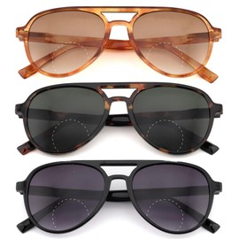 zooxsky 3 Pack Aviator Bifocal Reading Sunglasses for Women Men Retro Oversized Pilot Sun Readers Glasses Lens Shades UV400+2.50