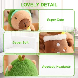FOGARI Plush Animals Water Pigs Cute Toys with Avocado Plush Animals Kawaii Plush Cushion Toy Water Pig Plush Throw Pillow Gift for Children Girls 12+ Years (Avocado, 30 cm)