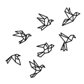 COLOR VALLEY ART Bird Metal Wall Decor, 7Pcs Black Birds Metal Wall Art, Geometric Hanging Decorative Wall Sculpture for Home Kitchen Patio Bedroom Living Room Bathroom Garden (7)