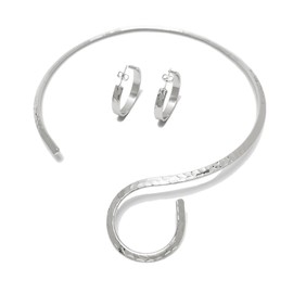 KDLUN Alloy Torque Statement Choker Necklace Hoop Earrings Women Jewelry Set Party Daily Fashion Accessories, Zinc, No Gemstone