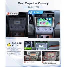 for Toyota Camry 2006 2007 2008 2009 2010 2011 Android Car Stereo 9 Inch HD Touch Screen Car Radio with Wireless CarPlay Android Auto, WiFi, GPS Navigation, BT, FM Radio, USB, Rear Camera 4G+64G