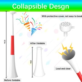 Collapsible Stadium Horn 24 inch Vuvuzelas Soccer Horn Blow Horn Trumpet Noise Maker Loud Sound for All Kinds of Sporting Events, Birthday Parties, Graduations, Football Games, Celebrations