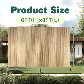 Sprigra Natural Bamboo Fence 6ft H x 8ft L x 0.7In D, Eco-Friendly Privacy Fence for Outdoor Wall, Garden, Yard, Pool, Patio, Decorative Bamboo Fencing