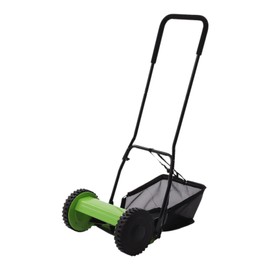 Lawn Mower 12 Inch Manual Push Reel Lawn Mower with 6 Gallon Collection Bag 5 Blades Adjustable Height Walk-Behind Lawn Mowers Push Lawn Sweeper for Outdoor Lawns Yard Cutting Grass
