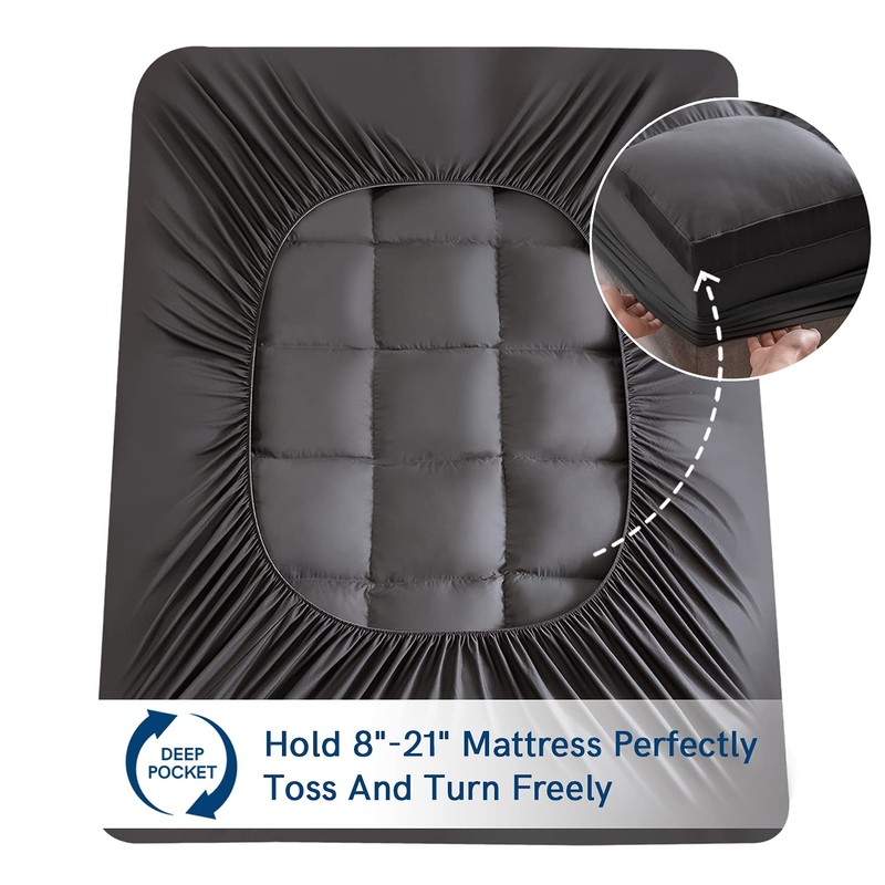 ELEMUSE King Grey Mattress Topper for Back Pain, Extra Thick