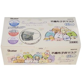Skater MSKP25-A Three-Layer Non-woven Fabric Mask, For Kids, 25 Pieces, Box Included, Sumikko Gurashi, Rabbit Rice Bowl