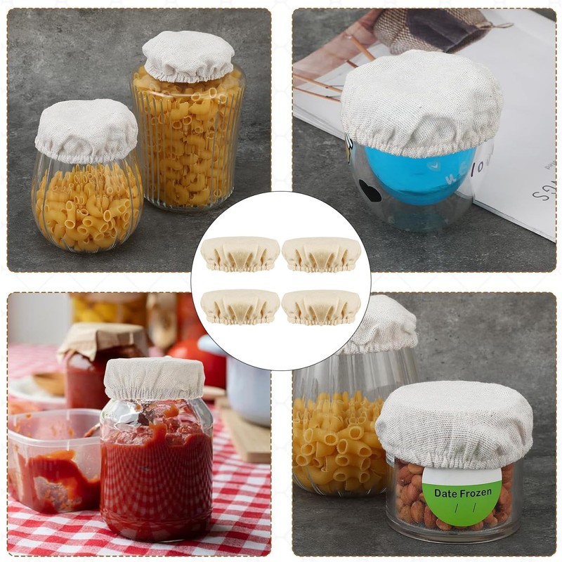 5 Pack Saurdough Starter Glasses Covers, Reusable Fabric Bowl Covers,