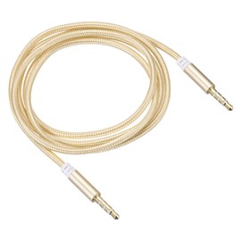 DMiotech 3.5mm 1/8" Male TRS to 6.35mm 1/4" Male TRS Audio Cable 4 Pole Aluminum Alloy Housing Braided Aux Cable for Phone Car Speaker 3.3Ft/1M Gold