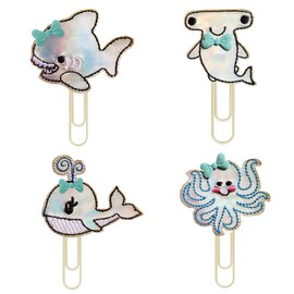 Great White Shark Gifts, Hammerhead Shark Whale Sphyrnidae Octopus Reflective Sparkle Golden Planner Paper Clips, Bookmarks, Wedding Planner Accessories, Paperclip, Office Gifts
