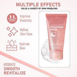 Collagen Night Wrapping Mask, Collagen Mask Overnight, Collagen Overnight Wrapping Peel Off Facial Mask, Angel Silk Collagen Mask for All Skin Types (Pack of 3)