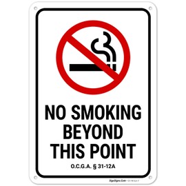 Georgia No Smoking Beyond This Point Sign, 10x7 Inches, 55 mil Thick HDPS (high Density polystyrene), Made in USA