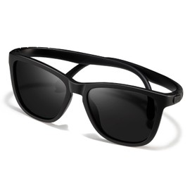 kimorn Polarized Sunglasses Flexible Bendable Temples Cycling Running Golf Fishing Sun glasses (Black)