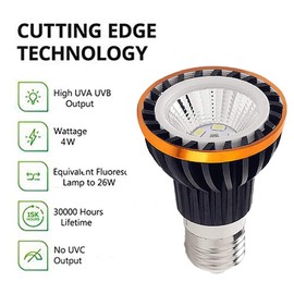 UVA UVB Reptile Light Bulb - Full Spectrum LED UVB Sun Lamp for Reptile and Amphibian Turtle Use (4W 10.0)