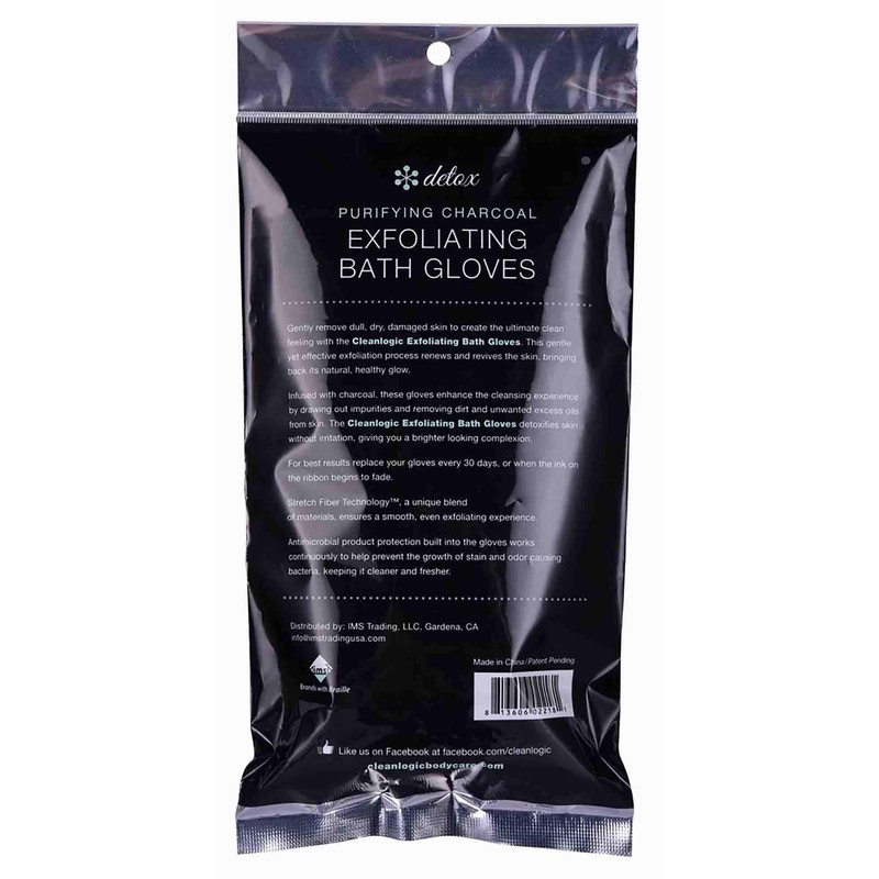 Clean Logic Detox Charcoal Exfoliating Bath Glove, 3 Count