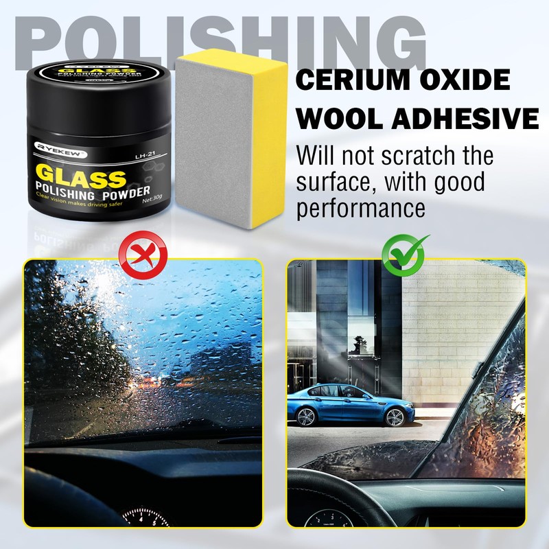 Glaspolitur, Polierpulver glas, Glaskratzer Entferner, Feines Polierpulver, Glas Kratzer Reparatur,