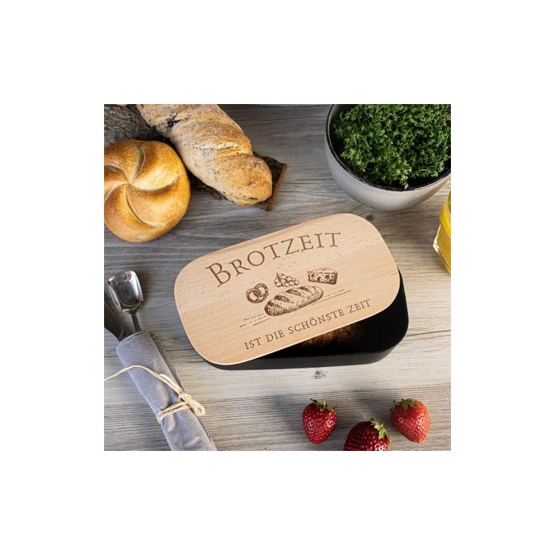 Spruchreif Plastic Lunch Box "Brotzeit" | Lunch Box with Engraving