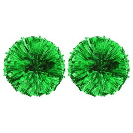 PATIKIL Cheerleading Pom Poms, 2 Pack PET Cheer Pom with Finger Holes for Sport Game Team Spirit Fun Dance Stage Events, Green
