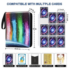 Premium 900 Pockets Trading Card Binder,9 Pocket Cards Collect Albums Book Holder with Zipper and 50 Removable Sleeves,for Game Sport Cards