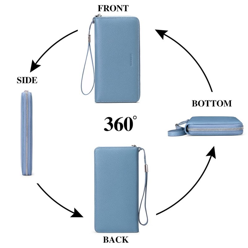 SENDEFN Women Leather Wallets RFID Blocking Zip Around Credit Card