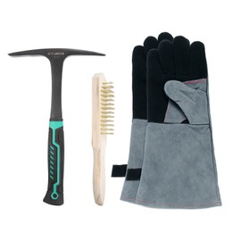 HARFINGTON 3pcs 28oz Welding Chipping Hammer with 10.6" Welding Steel Wire Brush & 16" Welding Gloves Slag Remove Tool Kit for Rock Pick Forged Brick, Black